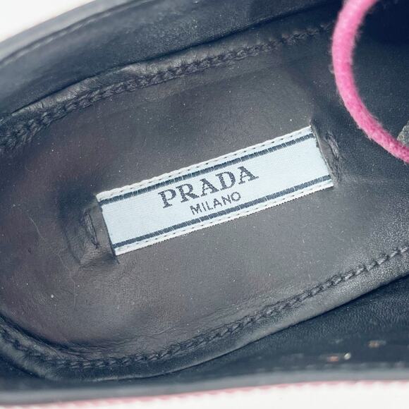 Prada Pink Studded Leather Oxford Lace Up Shoes with Silver Hardware IT 36 - Picture 10 of 13